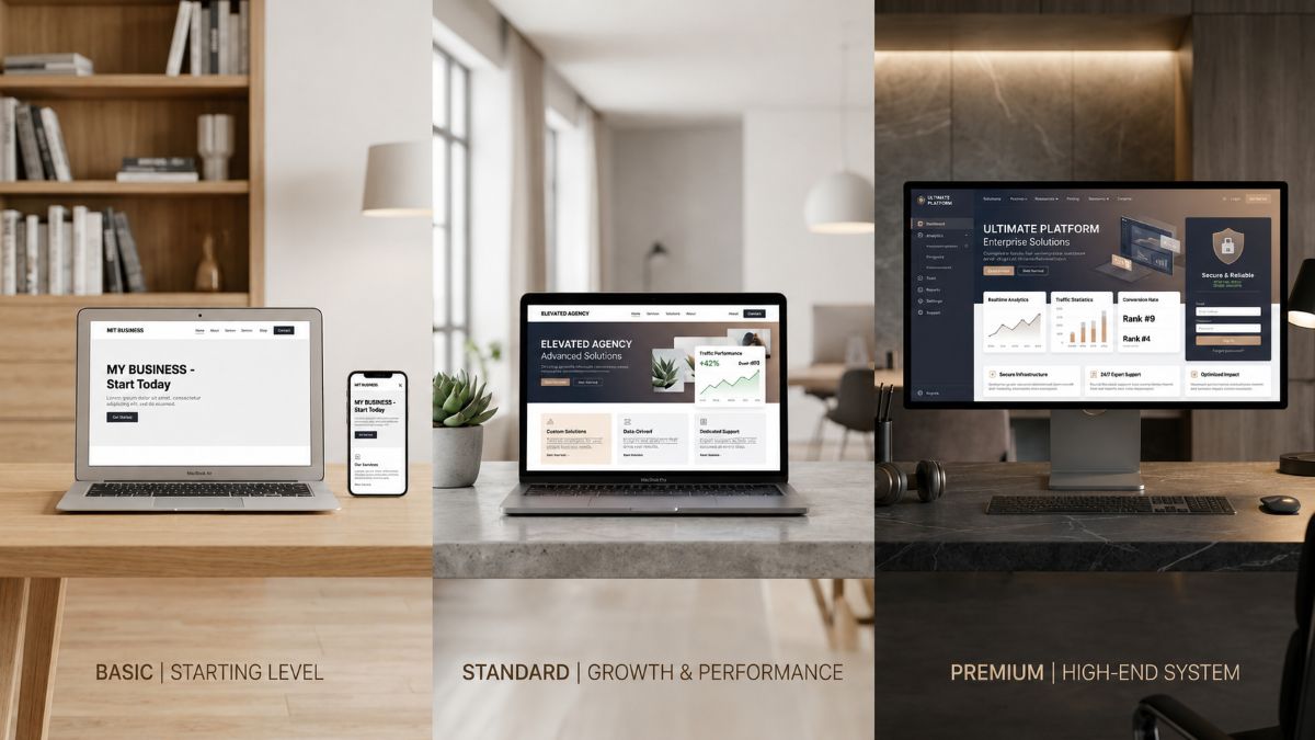 Nextop Agency cung cấp 3 gói dịch vụ thiết kế website phù hợp với từng doanh nghiệp
